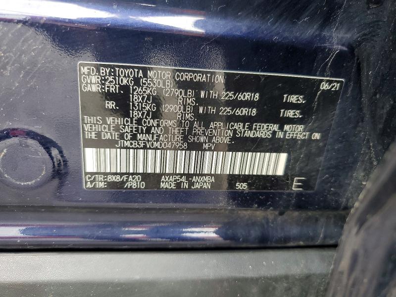 2021 Toyota Rav4 Prime მანქანა იყიდება აუქციონზე, vin: JTMCB3FV0MD047958, აუქციონის ნომერი: 63432736
