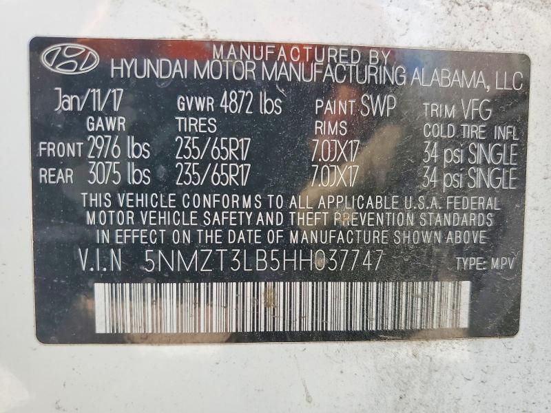 Продаж на аукціоні авто 2017 Hyundai Santa Fe Sport, vin: 5NMZT3LB5HH037747, номер лоту: 62330976