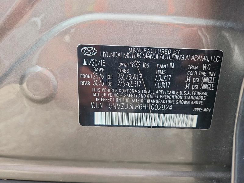 Продаж на аукціоні авто 2017 Hyundai Santa Fe Sport, vin: 5NMZU3LB6HH002924, номер лоту: 61178436