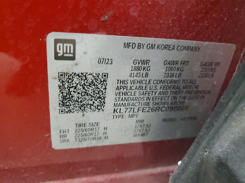Продажа на аукционе авто 2024 Chevrolet Trax, vin: KL77LFE26RC098088, номер лота: 62344666
