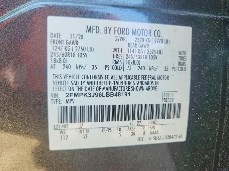 Aukcja sprzedaży 2020 Ford Edge, vin: 2FMPK3J96LBB48191, numer aukcji: 59398396