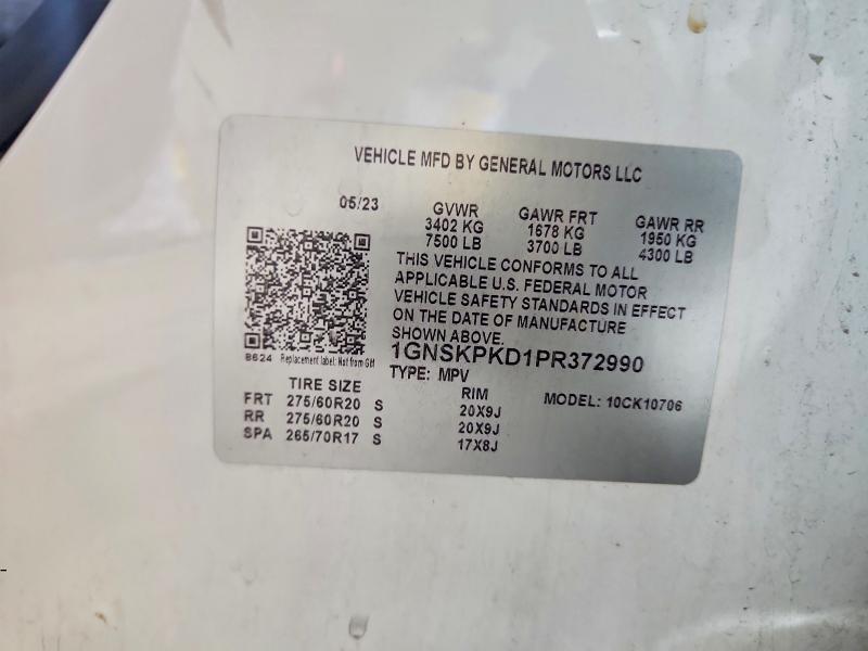 Продаж на аукціоні авто 2023 Chevrolet Tahoe, vin: 1GNSKPKD1PR372990, номер лоту: 97684935