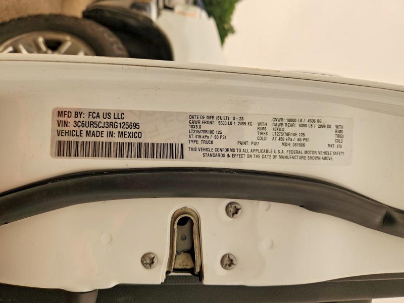 61473656 :رقم المزاد ، 3C6UR5CJ3RG125695 vin ، 2024 Ram 2500 مزاد بيع