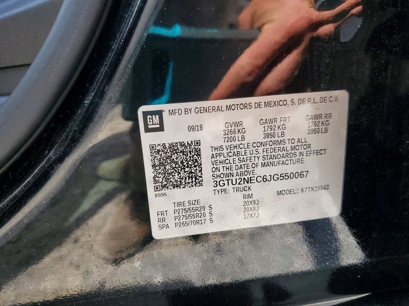 2018 Gmc Sierra მანქანა იყიდება აუქციონზე, vin: 3GTU2NEC6JG550067, აუქციონის ნომერი: 61429216
