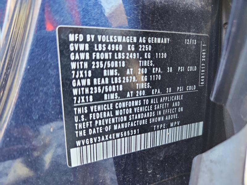 60854416 :رقم المزاد ، WVGBV3AX4EW565391 vin ، 2014 Volkswagen Tiguan مزاد بيع