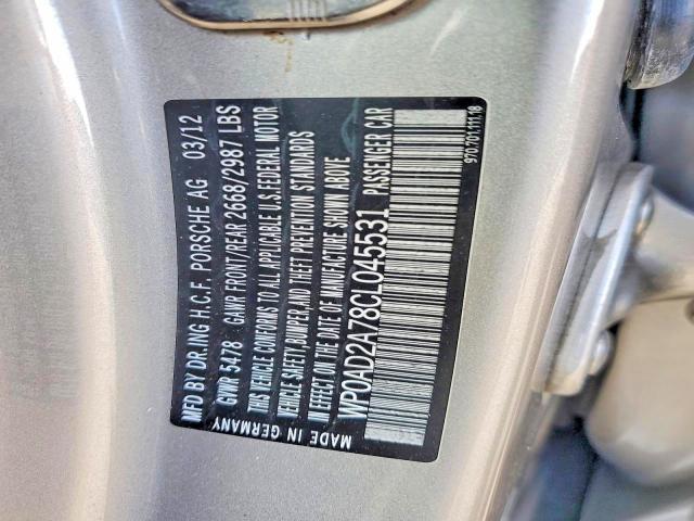 Продажа на аукционе авто 2012 Porsche Panamera, vin: WP0AD2A78CL045531, номер лота: 61602396