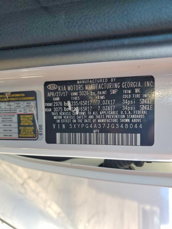 Продажа на аукционе авто 2018 Kia Sorento, vin: 5XYPG4A37JG348044, номер лота: 60144796