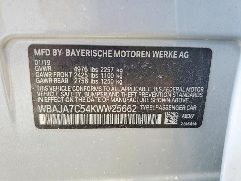 Продажа на аукционе авто 2019 Bmw 530, vin: WBAJA7C54KWW25662, номер лота: 59702506
