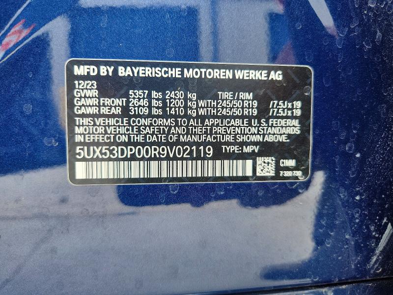 Aukcja sprzedaży 2024 Bmw X3, vin: 5UX53DP00R9V02119, numer aukcji: 62282636