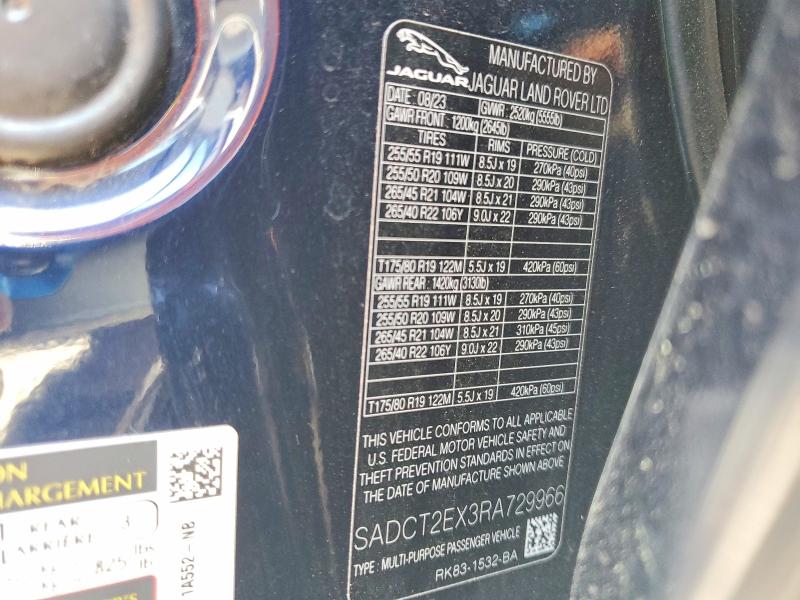 Продажа на аукционе авто 2024 Jaguar F-pace, vin: SADCT2EX3RA729966, номер лота: 61023376