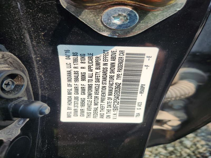 Продажа на аукционе авто 2016 Honda Civic, vin: 19XFC2F54GE053642, номер лота: 62215176