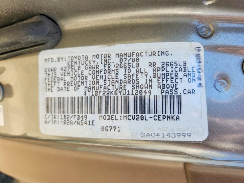 Продажа на аукционе авто 2000 Toyota Camry, vin: 4T1BF22K6YU112044, номер лота: 62416966