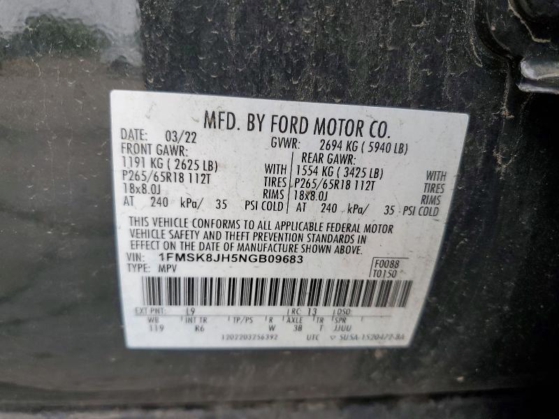 Продажа на аукционе авто 2022 Ford Explorer, vin: 1FMSK8JH5NGB09683, номер лота: 56165286