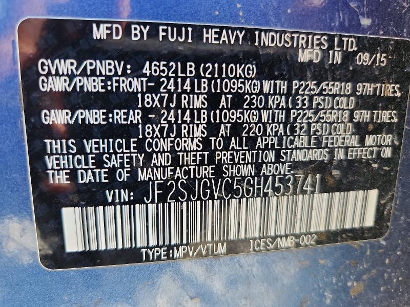 Продажа на аукционе авто 2016 Subaru Forester, vin: JF2SJGVC5GH453741, номер лота: 61005546