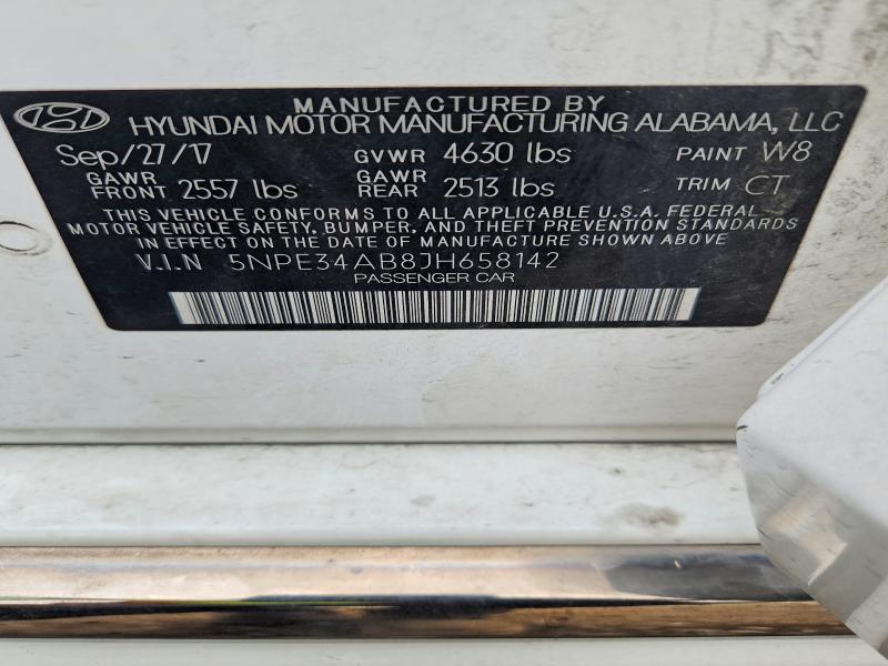 Продаж на аукціоні авто 2018 Hyundai Sonata, vin: 5NPE34AB8JH658142, номер лоту: 62705886