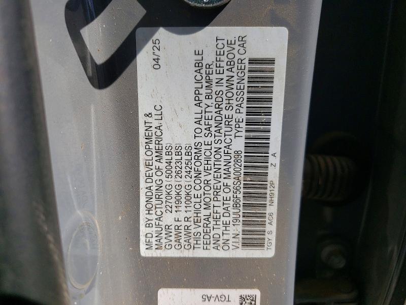 62871556 :رقم المزاد ، 19UUB6F56SA002898 vin ، 2025 Acura Tlx مزاد بيع