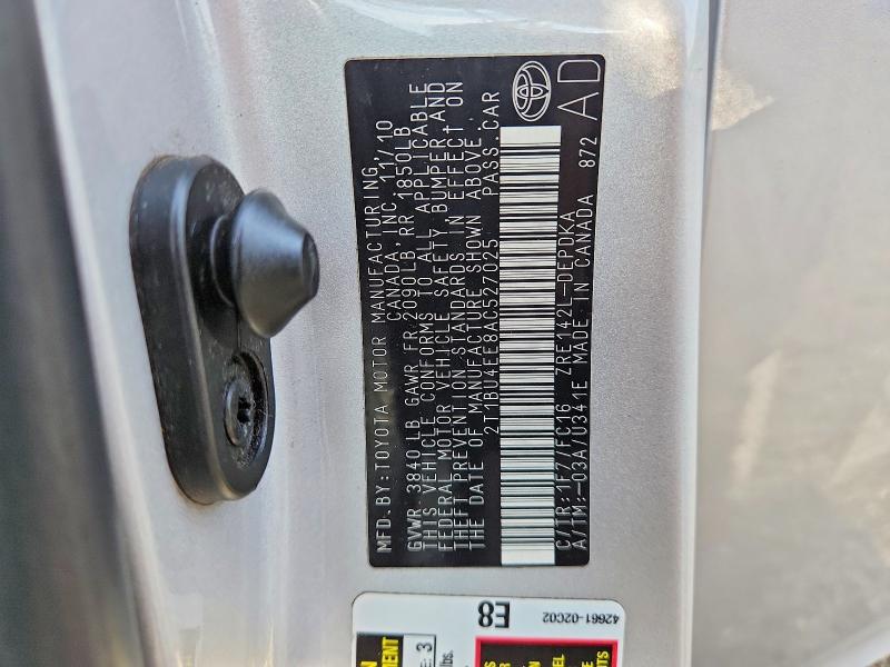 62977916 :رقم المزاد ، 2T1BU4EE8AC527025 vin ، 2010 Toyota Corolla مزاد بيع