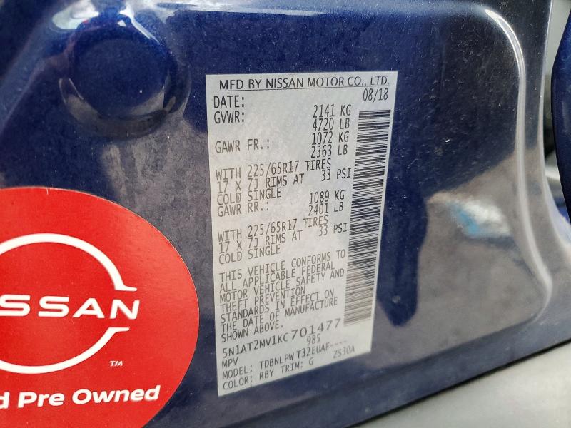 Aukcja sprzedaży 2019 Nissan Rogue, vin: 5N1AT2MV1KC701477, numer aukcji: 62045106