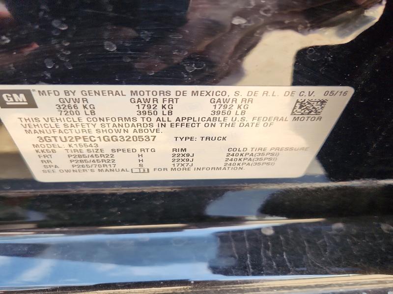 Aukcja sprzedaży 2016 Gmc Sierra, vin: 3GTU2PEC1GG320537, numer aukcji: 62764816