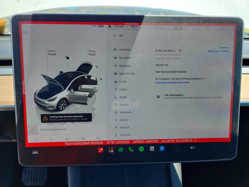 Aukcja sprzedaży 2022 Tesla Model Y, vin: 7SAYGDEE9NF363838, numer aukcji: 62970706