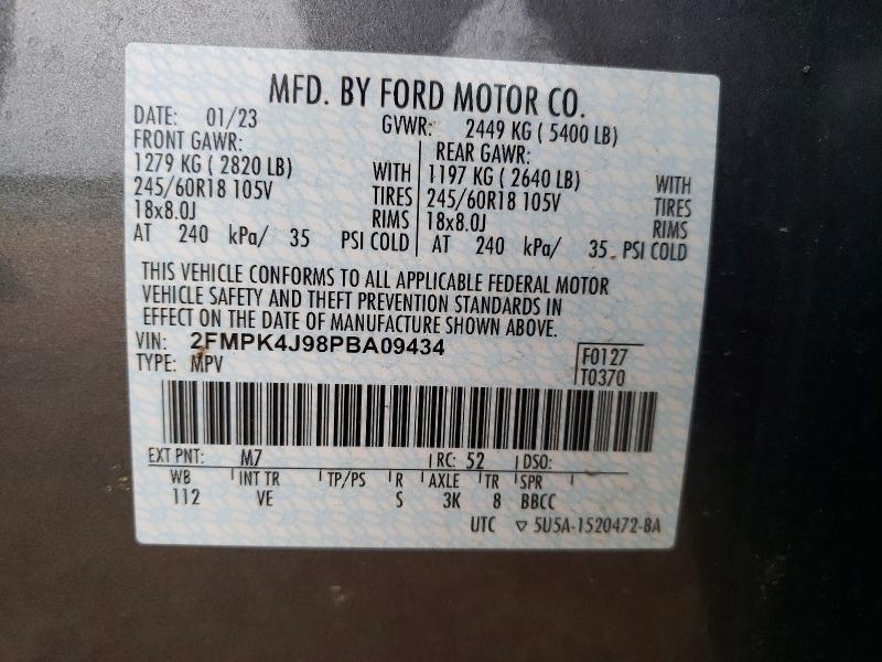 Aukcja sprzedaży 2023 Ford Edge, vin: 2FMPK4J98PBA09434, numer aukcji: 62430086