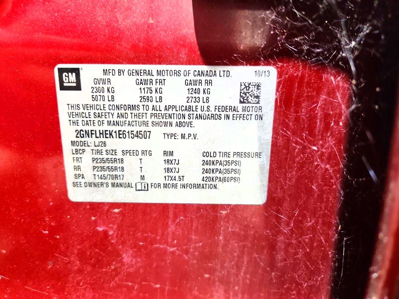 61879786 :رقم المزاد ، 2GNFLHEK1E6154507 vin ، 2014 Chevrolet Equinox مزاد بيع