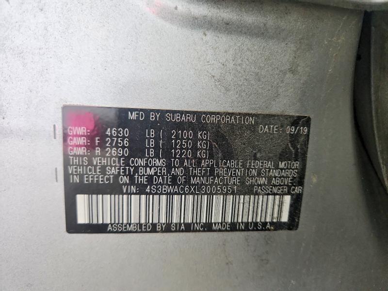 Продаж на аукціоні авто 2020 Subaru Legacy, vin: 4S3BWAC6XL3005951, номер лоту: 60566476