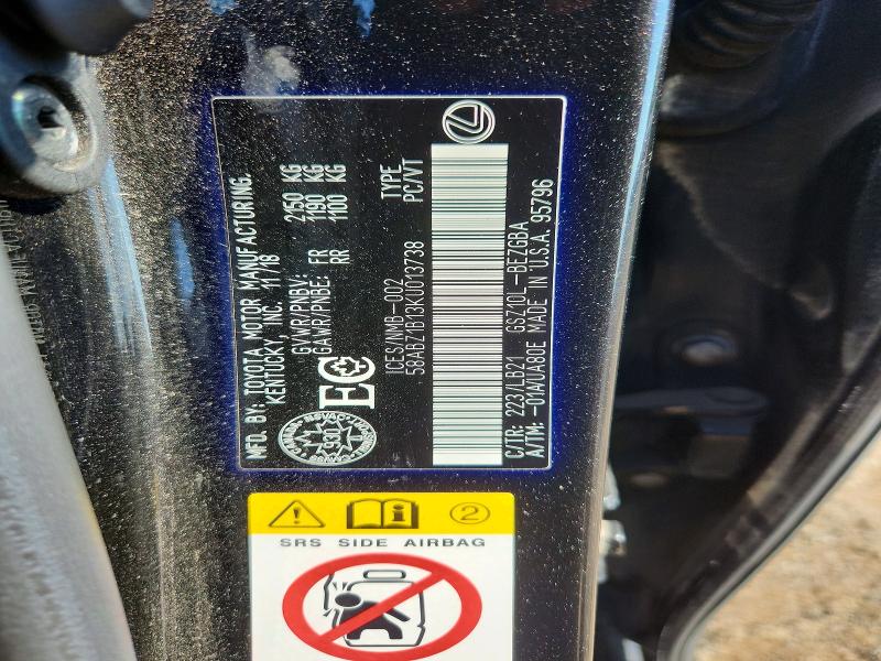 Aukcja sprzedaży 2019 Lexus Es, vin: 58ABZ1B13KU013738, numer aukcji: 60193306