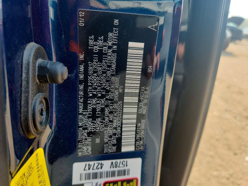 61046296 :رقم المزاد ، 5TDKK3DC7CS225526 vin ، 2012 Toyota Sienna مزاد بيع