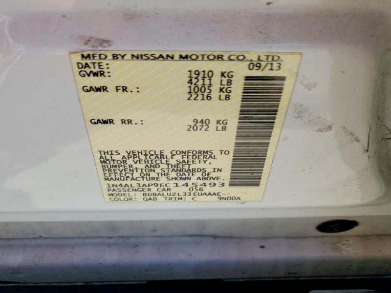 Aukcja sprzedaży 2014 Nissan Altima, vin: 1N4AL3AP9EC145493, numer aukcji: 59220216
