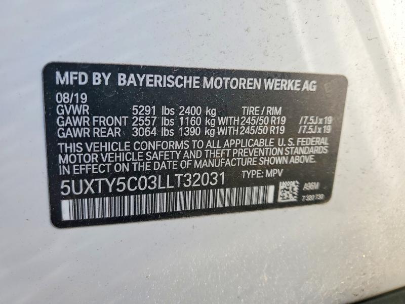 Aukcja sprzedaży 2020 Bmw X3, vin: 5UXTY5C03LLT32031, numer aukcji: 60559536