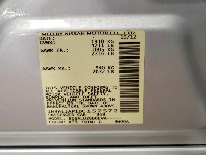 Aukcja sprzedaży 2013 Nissan Altima, vin: 1N4AL3AP1DC157572, numer aukcji: 60884046