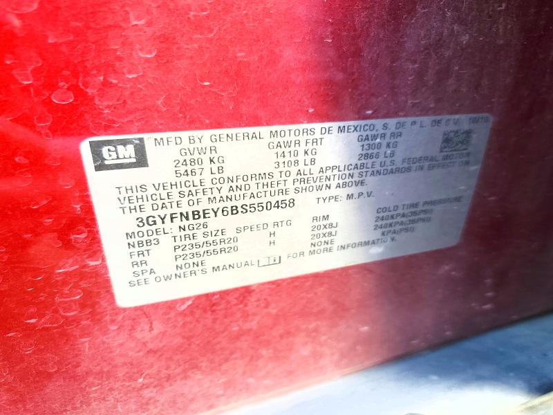 59149346 :رقم المزاد ، 3GYFNBEY6BS550458 vin ، 2011 Cadillac Srx مزاد بيع