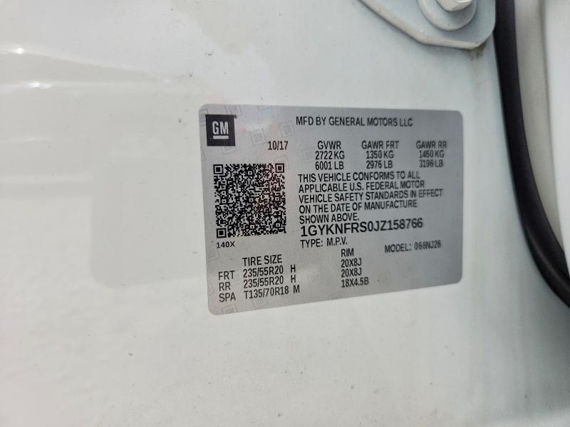 61853586 :رقم المزاد ، 1GYKNFRS0JZ158766 vin ، 2018 Cadillac Xt5 مزاد بيع