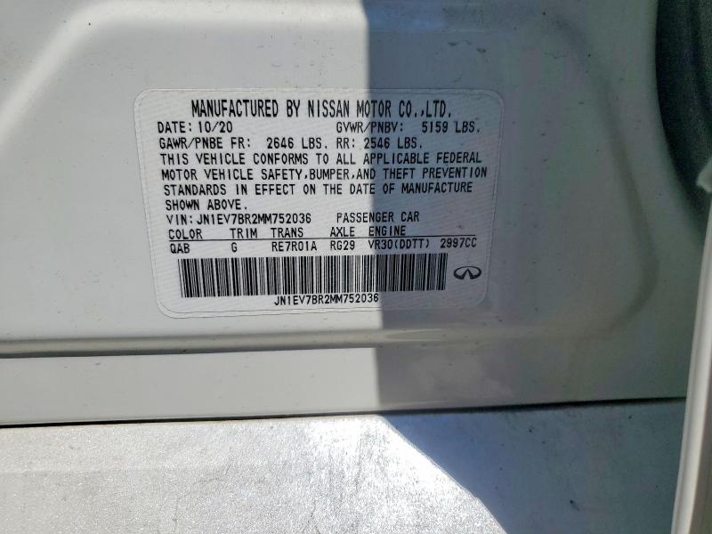 Aukcja sprzedaży 2021 Infiniti Q50, vin: JN1EV7BR2MM752036, numer aukcji: 62333716