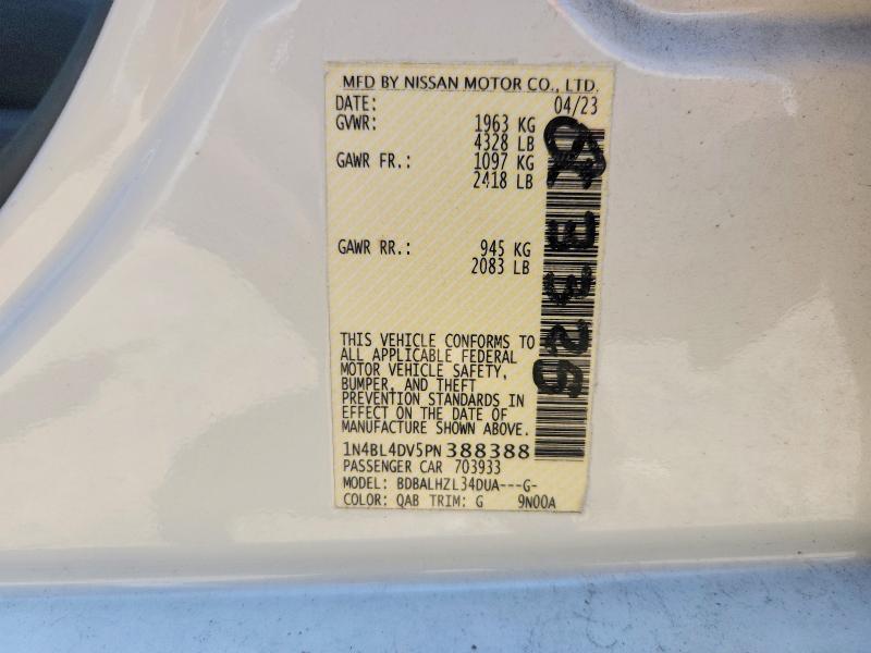 2023 Nissan Altima მანქანა იყიდება აუქციონზე, vin: 1N4BL4DV5PN388388, აუქციონის ნომერი: 61943756