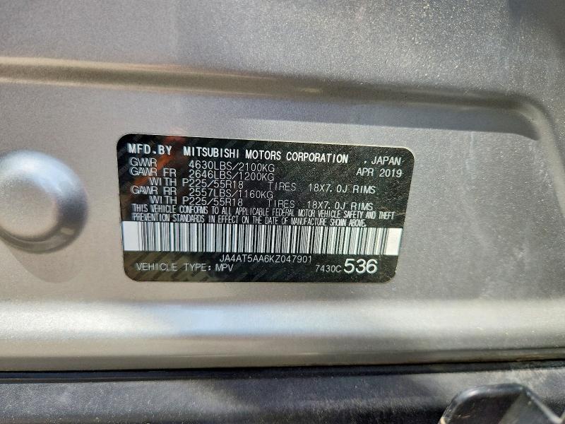 Продаж на аукціоні авто 2019 Mitsubishi Eclipse Cross, vin: JA4AT5AA6KZ047901, номер лоту: 60977786