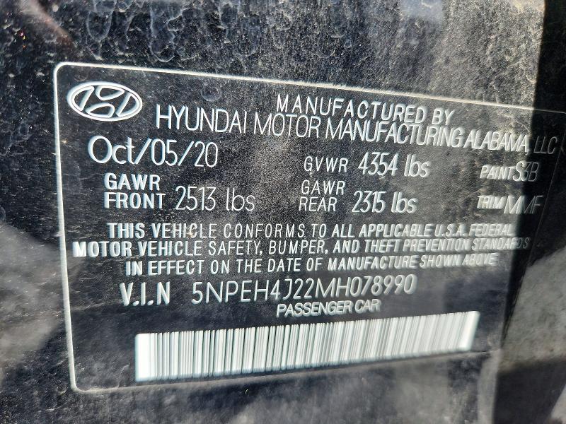 61669976 :رقم المزاد ، 5NPEH4J22MH078990 vin ، 2021 Hyundai Sonata مزاد بيع