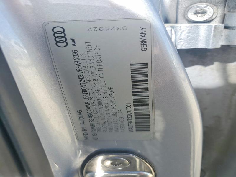 61937676 :رقم المزاد ، WAUTPBFF3GA107061 vin ، 2016 Audi A3 مزاد بيع