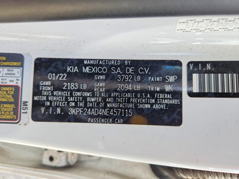 Продаж на аукціоні авто 2022 Kia Forte, vin: 3KPF24AD4NE457115, номер лоту: 60970096