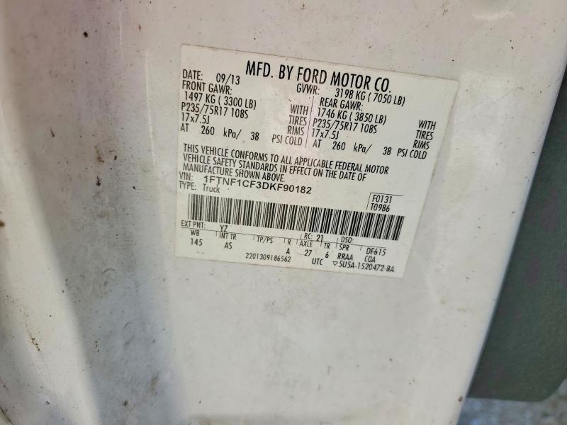 60563856 :رقم المزاد ، 1FTNF1CF3DKF90182 vin ، 2013 Ford F150 مزاد بيع