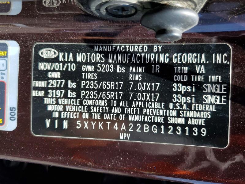 Продаж на аукціоні авто 2011 Kia Sorento, vin: 5XYKT4A22BG123139, номер лоту: 61402746