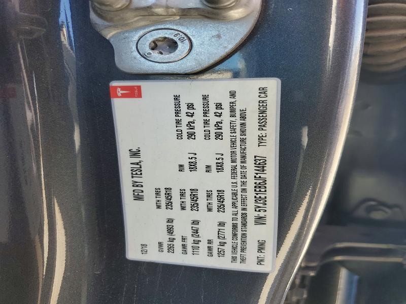 63254556 :رقم المزاد ، 5YJ3E1EB6JF144637 vin ، 2018 Tesla Model 3 مزاد بيع