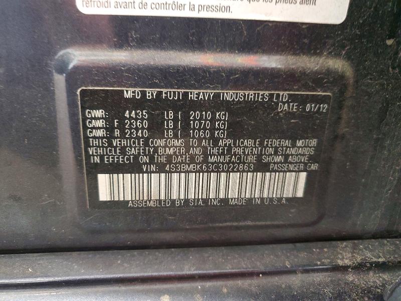 Продаж на аукціоні авто 2012 Subaru Legacy, vin: 4S3BMBK63C3022863, номер лоту: 60586086