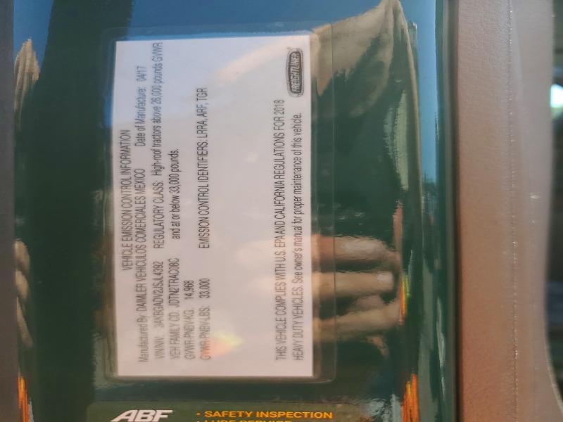 2018 Freightliner Cascadia 113 მანქანა იყიდება აუქციონზე, vin: 3AKBGADV2JSJL4392, აუქციონის ნომერი: 59223246