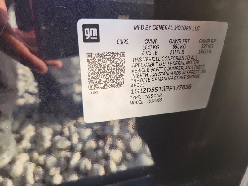 2023 Chevrolet Malibu მანქანა იყიდება აუქციონზე, vin: 1G1ZD5ST3PF177836, აუქციონის ნომერი: 59605866