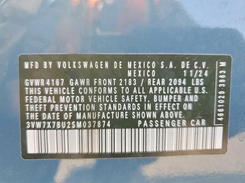 Aukcja sprzedaży 2025 Volkswagen Jetta, vin: 3VW7X7BU2SM037874, numer aukcji: 60009556