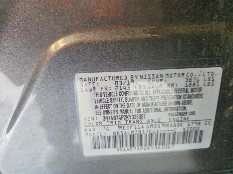 Aukcja sprzedaży 2019 Nissan Sentra, vin: 3N1AB7AP2KY325067, numer aukcji: 61620286