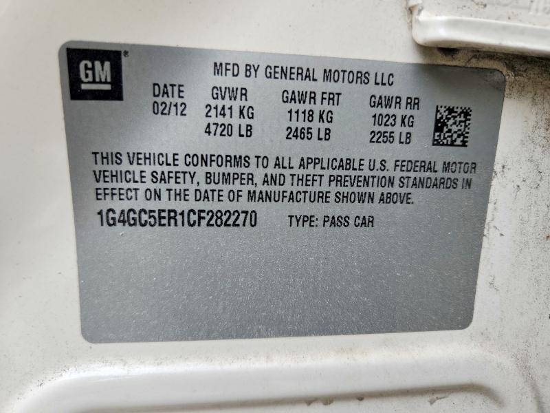 Продаж на аукціоні авто 2012 Buick Lacrosse, vin: 1G4GC5ER1CF282270, номер лоту: 58562396