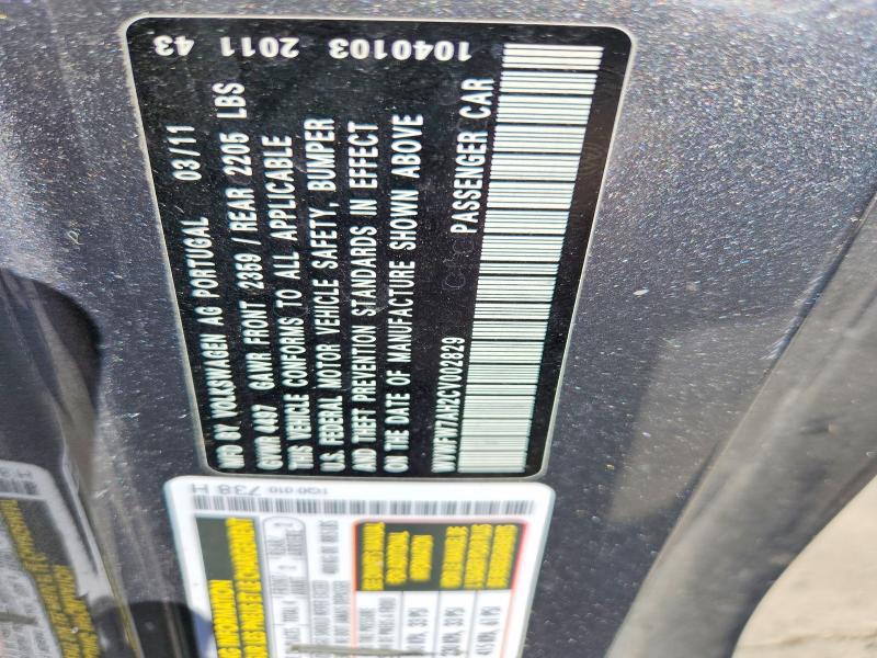 60445196 :رقم المزاد ، WVWFW7AH2CV002829 vin ، 2012 Volkswagen Eos مزاد بيع
